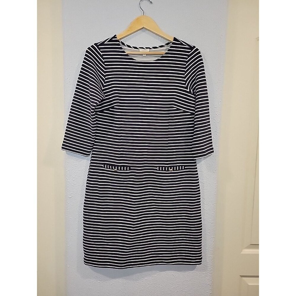 Talbots Dress Women 8P‎ Navy White Striped Nautical Coastal Beach Vacation